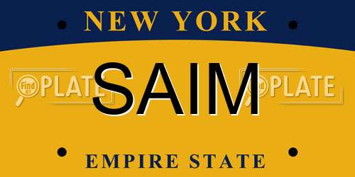 SAIM New York License Plate