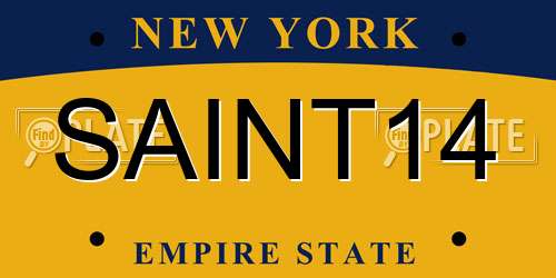 SAINT14 New York License Plate