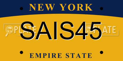 SAIS45 New York License Plate