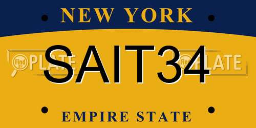 SAIT34 New York License Plate
