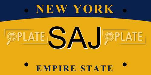 SAJ New York License Plate