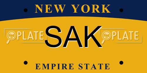 SAK New York License Plate