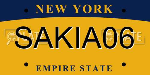 SAKIA06 New York License Plate