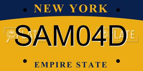 SAM04D New York License Plate