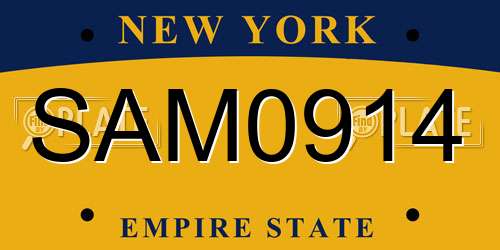 SAM0914 New York License Plate
