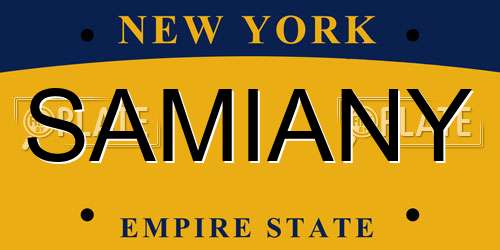 SAMIANY New York License Plate