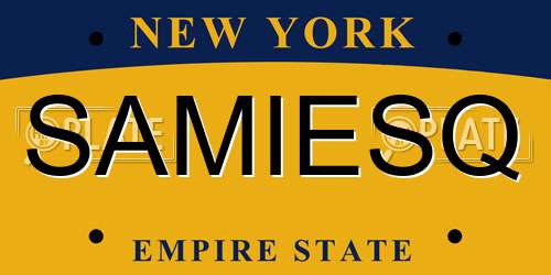 SAMIESQ New York License Plate