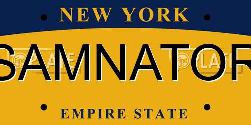 SAMNATOR New York License Plate
