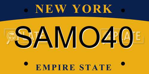 SAMO40 New York License Plate