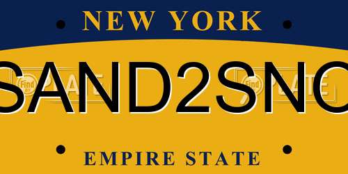 SAND2SNO New York License Plate