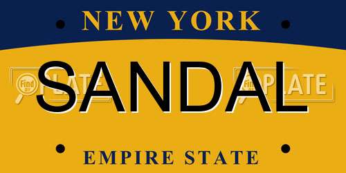 SANDAL New York License Plate