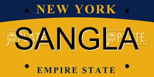 SANGLA New York License Plate