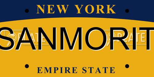 SANMORIT New York License Plate
