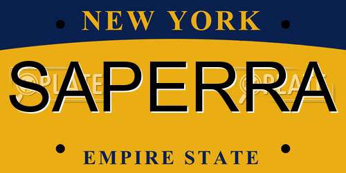 SAPERRA New York License Plate