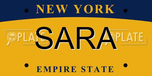 SARA New York License Plate