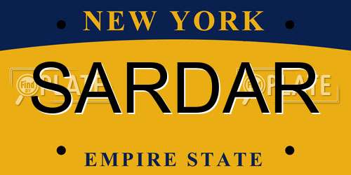 SARDAR New York License Plate