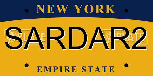 SARDAR2 New York License Plate