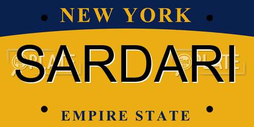 SARDARI New York License Plate