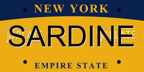 SARDINE New York License Plate