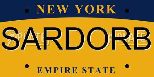 SARDORB New York License Plate