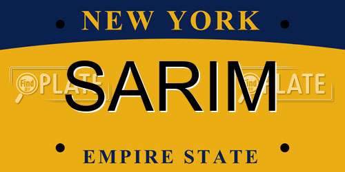 SARIM New York License Plate
