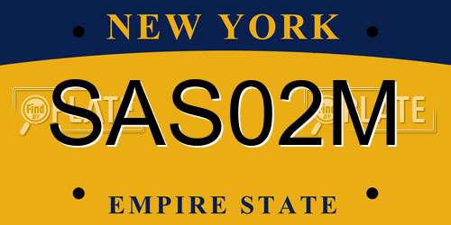 SAS02M New York License Plate