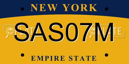 SAS07M New York License Plate