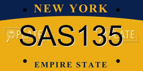 SAS135 New York License Plate