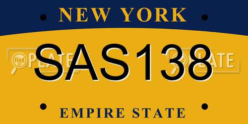 SAS138 New York License Plate