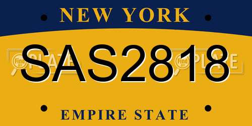 SAS2818 New York License Plate