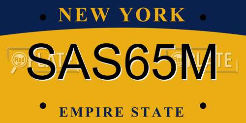 SAS65M New York License Plate