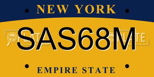 SAS68M New York License Plate