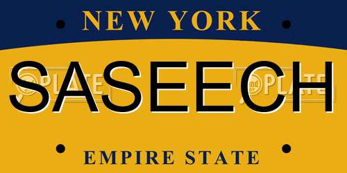 SASEECH New York License Plate