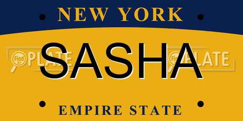 SASHA New York License Plate