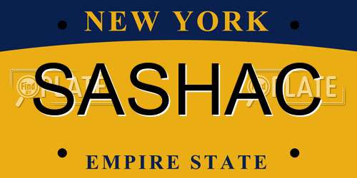 SASHAC New York License Plate