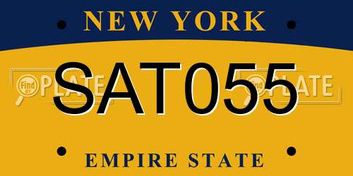 SAT055 New York License Plate