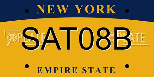 SAT08B New York License Plate