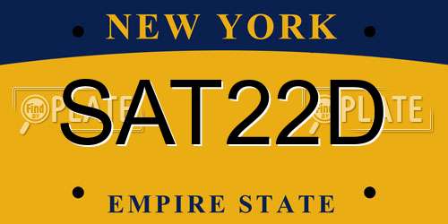 SAT22D New York License Plate