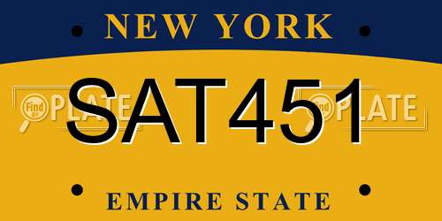 SAT451 New York License Plate