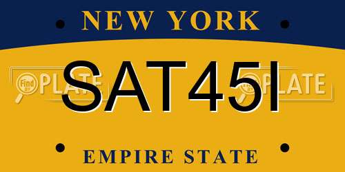 SAT45I New York License Plate