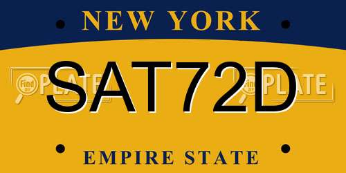 SAT72D New York License Plate