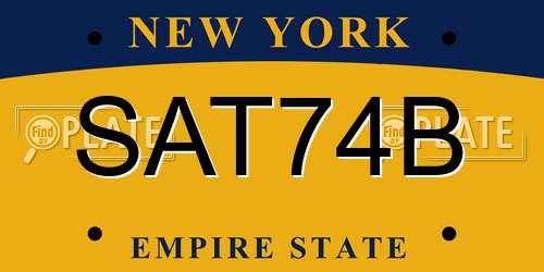 SAT74B New York License Plate