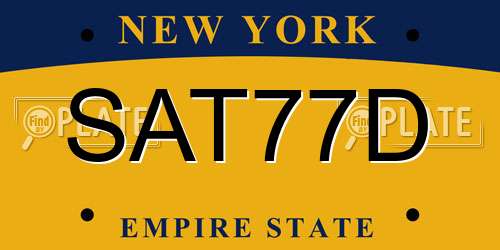 SAT77D New York License Plate