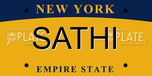 SATHI New York License Plate