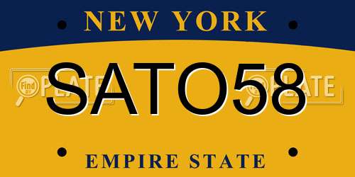 SATO58 New York License Plate