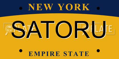 SATORU New York License Plate