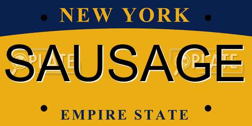 SAUSAGE New York License Plate