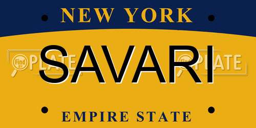 SAVARI New York License Plate