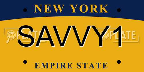 SAVVY1 New York License Plate