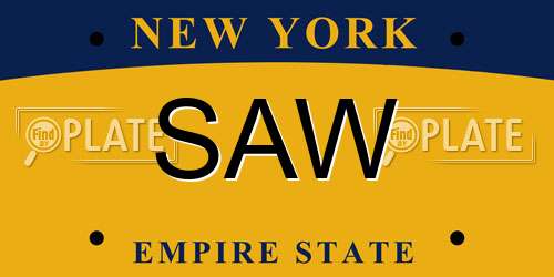 SAW New York License Plate